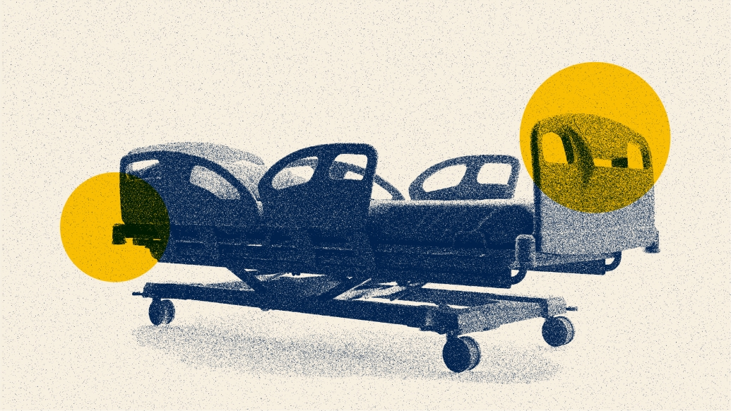 hospital bed yellow blue