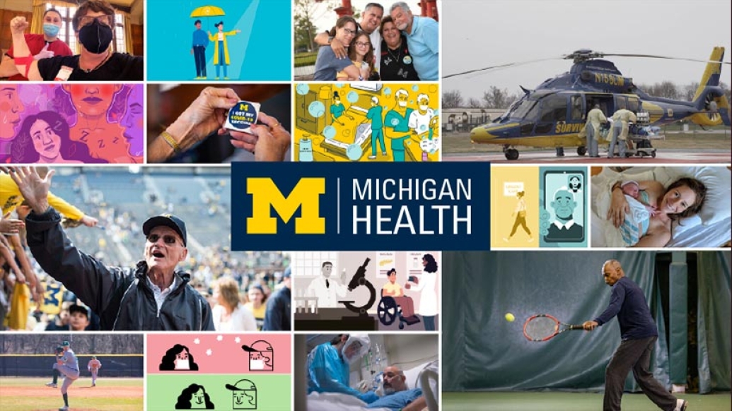 health blog images collage with UM logo in middle