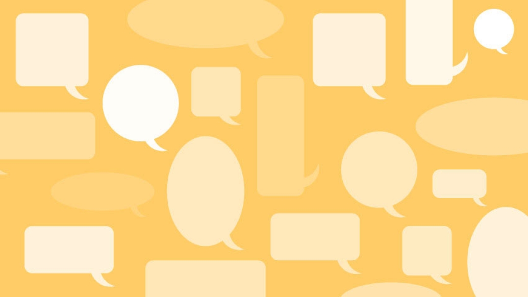 Conversation boxes on a yellow background