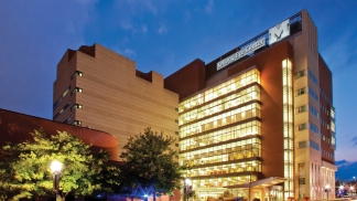 Photo of Kellogg Eye Center building at night