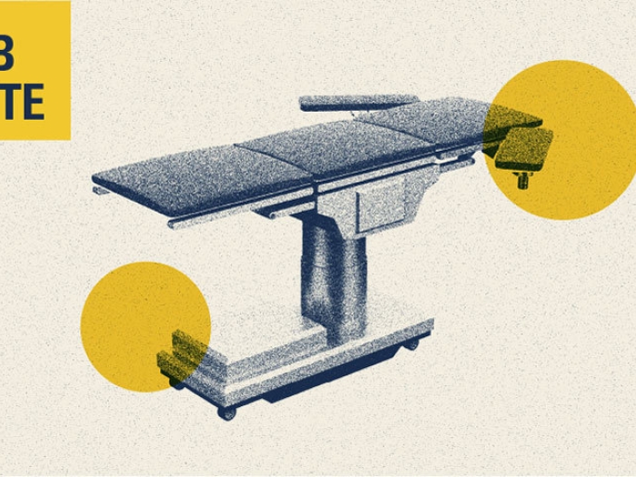 Graphic of a surgery table with Lab Note in the upper left corner.