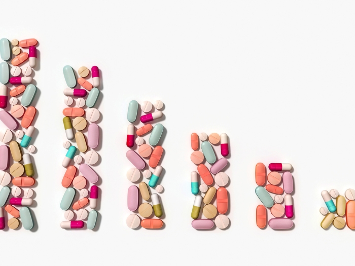 Multicolored pill bars graph chart