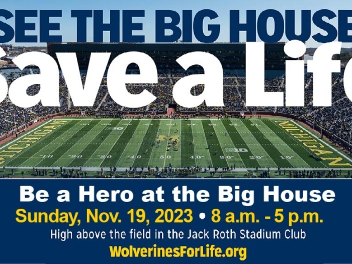 See the Big House: Save a Life, picture of Michigan Stadium for the Be a Hero blood drive event on Sunday, November 19, 8 a.m. until 5 p.m.