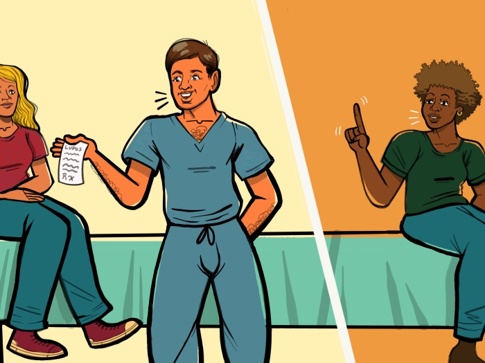 doctor with patient white and black patient ignored