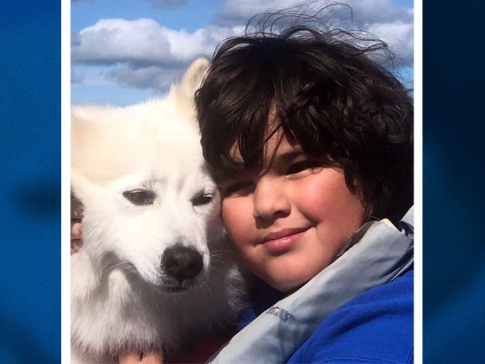 boy dog close up outside photo