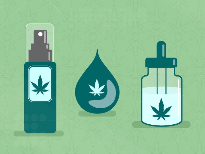 CBD products in green.