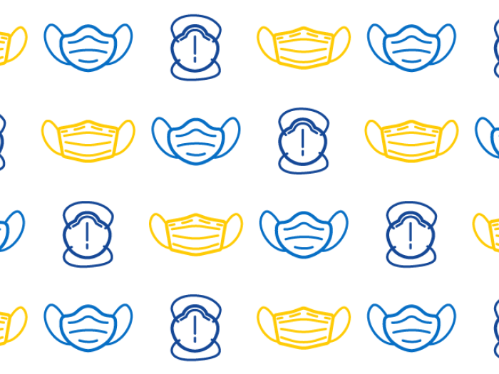 cloth masks in yellow blue and light blue 