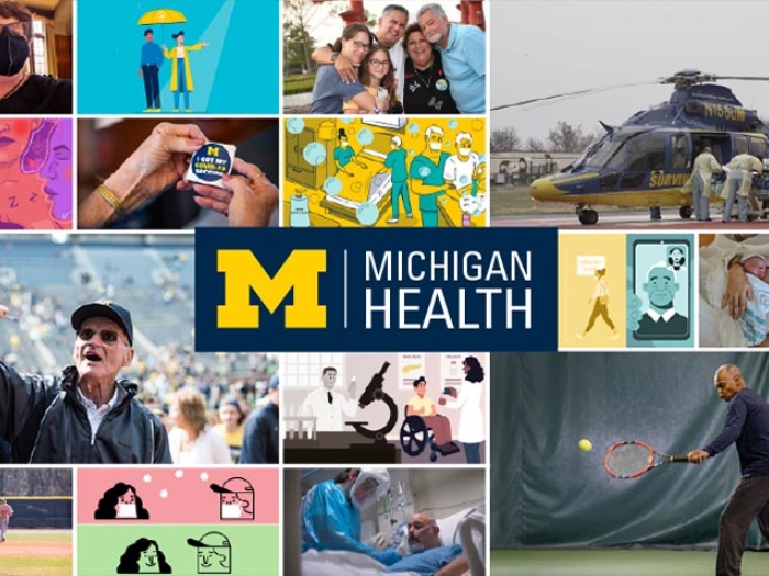 health blog images collage with UM logo in middle