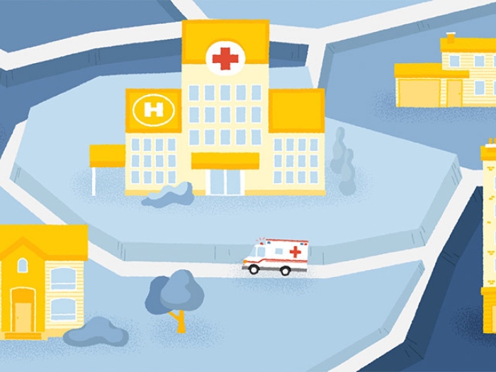 hospital homes ambulance neighborhoods apartments