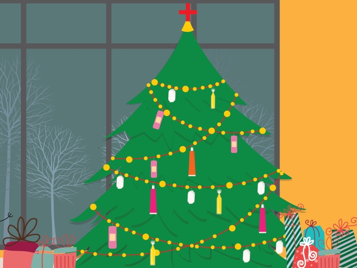 Christmas tree and presents