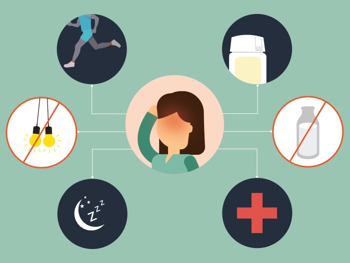 A graphic showing headache causes and migraine remedies