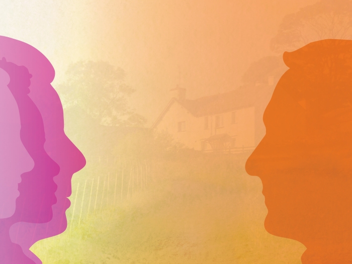 Illustration of two veterans connecting