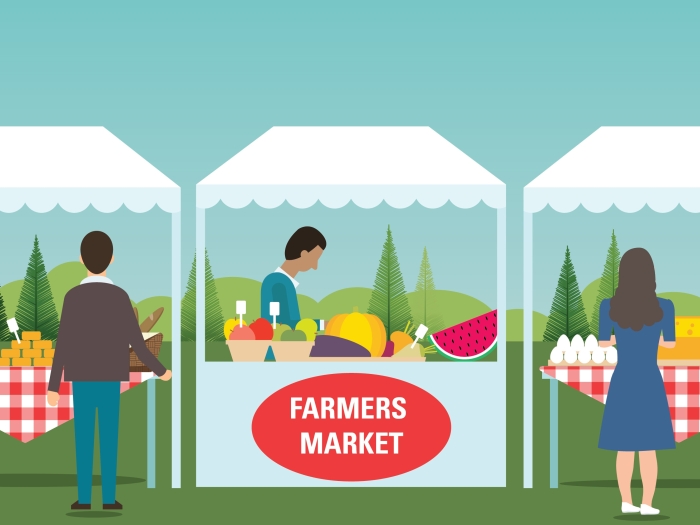 Low income families using the Double Up Food Bucks program at a farmers market