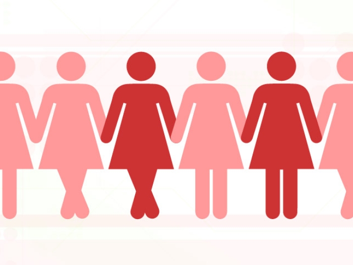 Graphic of bathroom sign women.