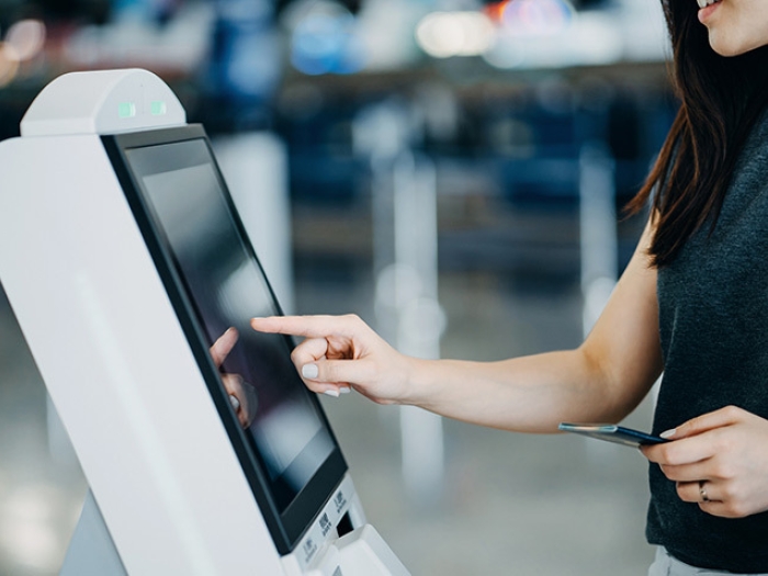 technology display screen touching it