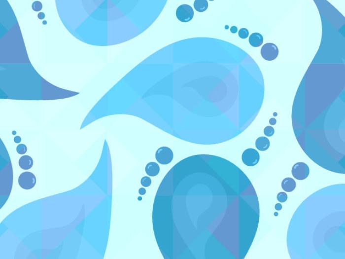 Graphic of water droplets in varying shades of blue
