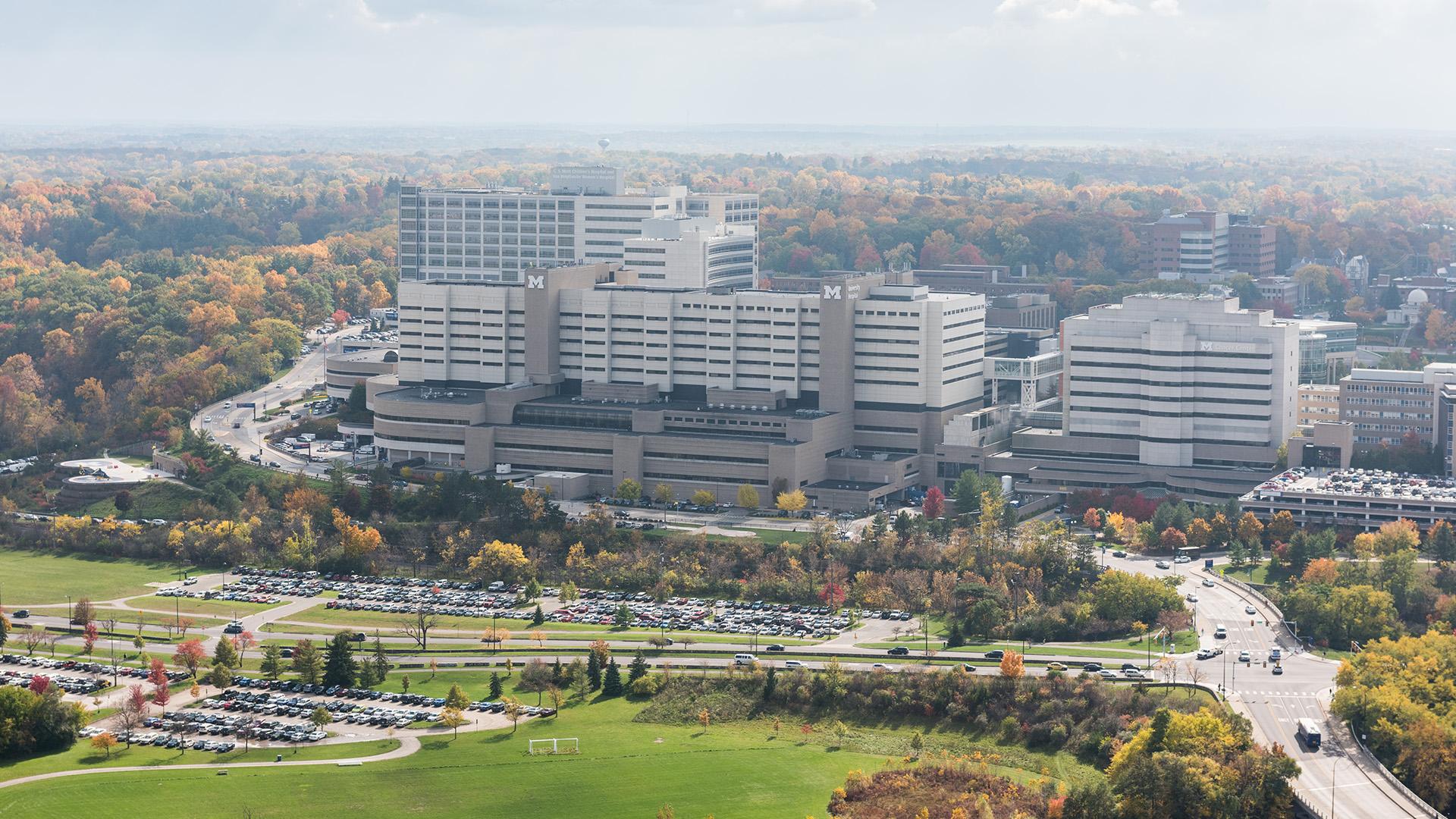 Medical campus building aerial