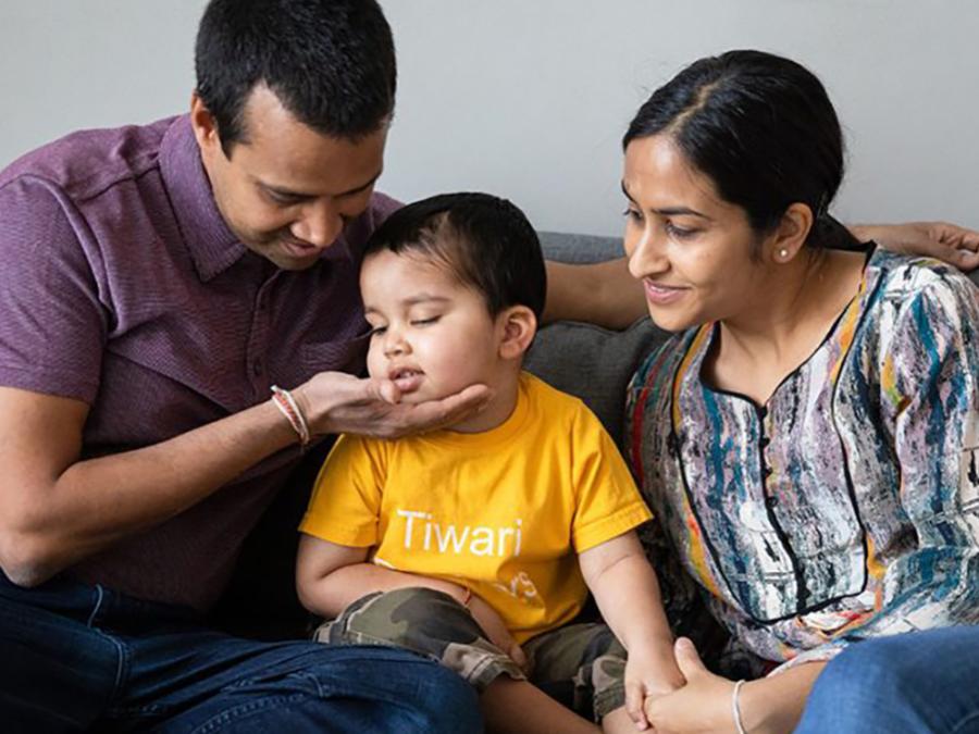 Parvati Tiwari, pictured with Satya and Yuvaan Tiwari