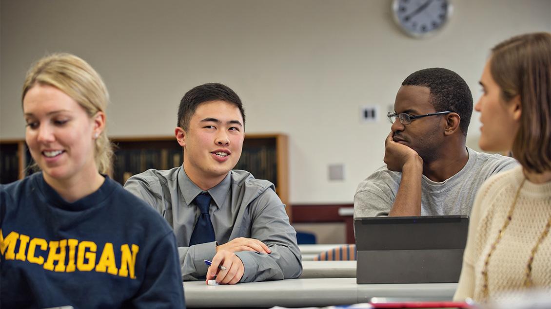 Medical students in a classroom