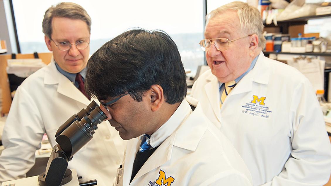 Doctor discussing research