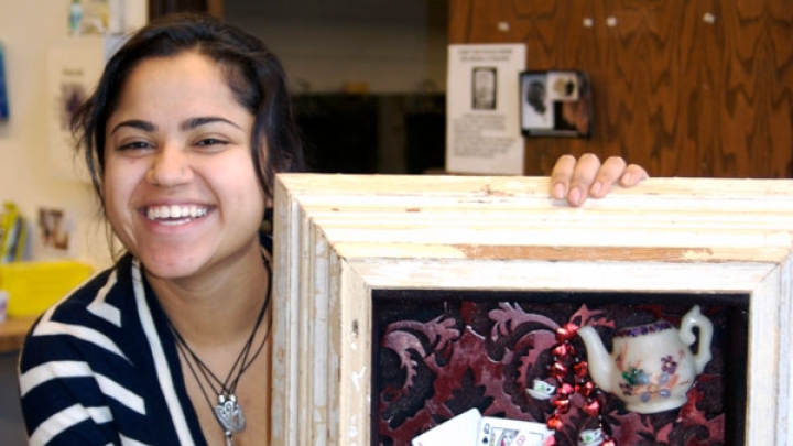 Artist with repurposed treasures