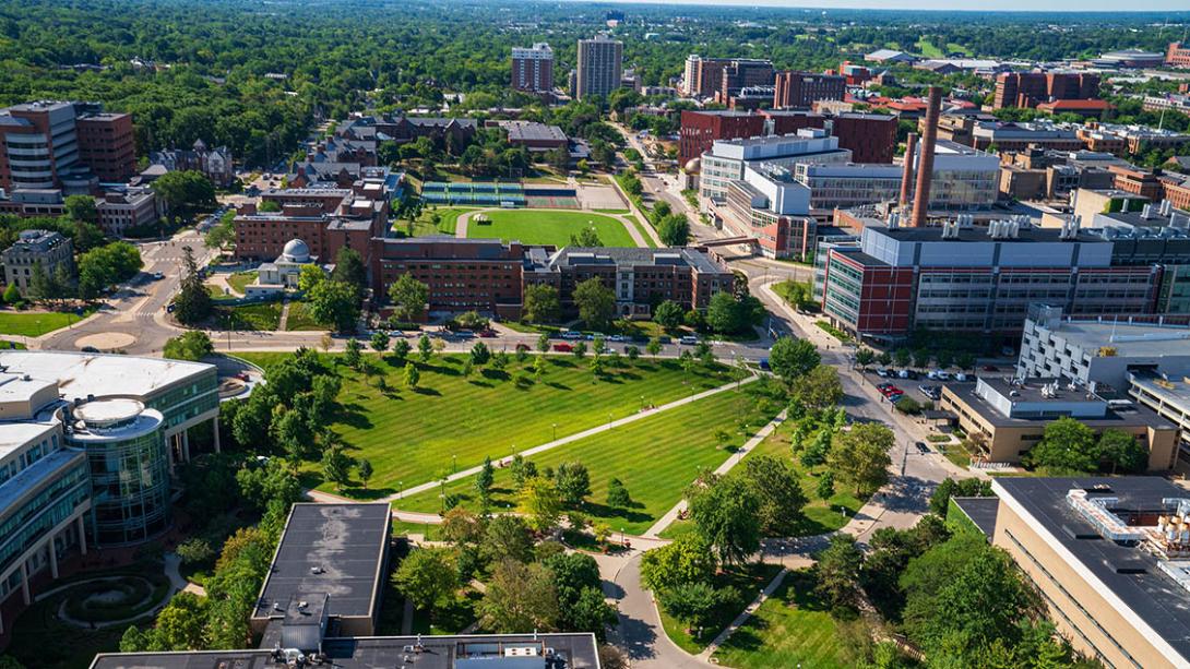 Aerial view of the location for the new U-M Health hosptial, the Pavilion