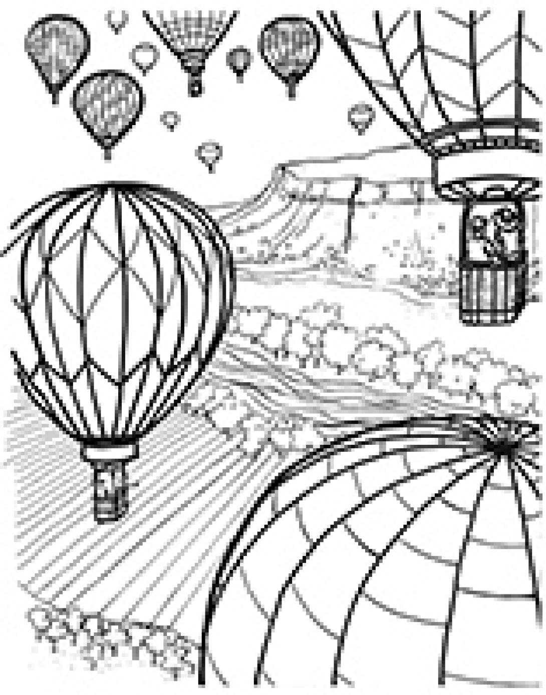 Hot air balloon coloring page