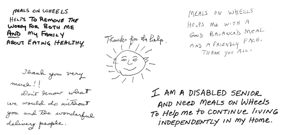Meals on Wheels thank you notes